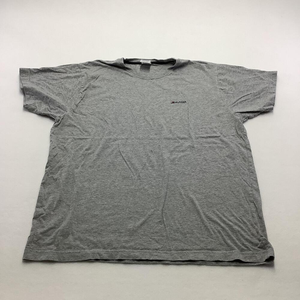 Tommy Hilfiger Shirt Mens 2XL Gray Short Sleeve Flag Logo Cotton Casual
